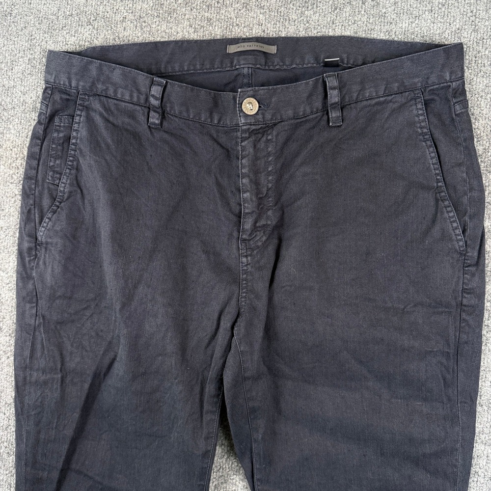 John Varvatos Pants Mens 36x34 Dark Blue Linen Cotton Chino Slim Fit